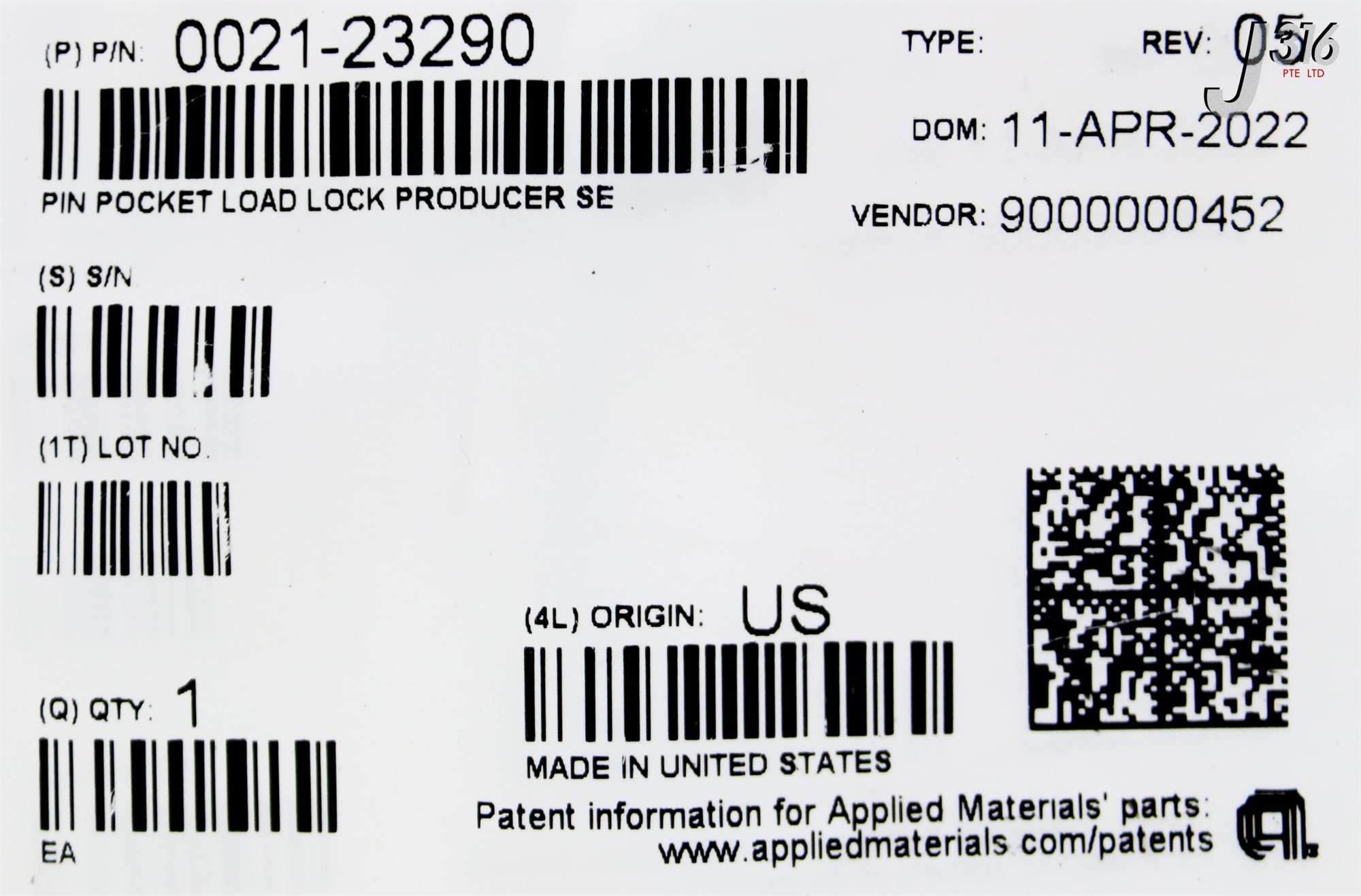 37257 APPLIED MATERIALS PIN POCKET LOAD LOCK PRODUCER SE (NEW